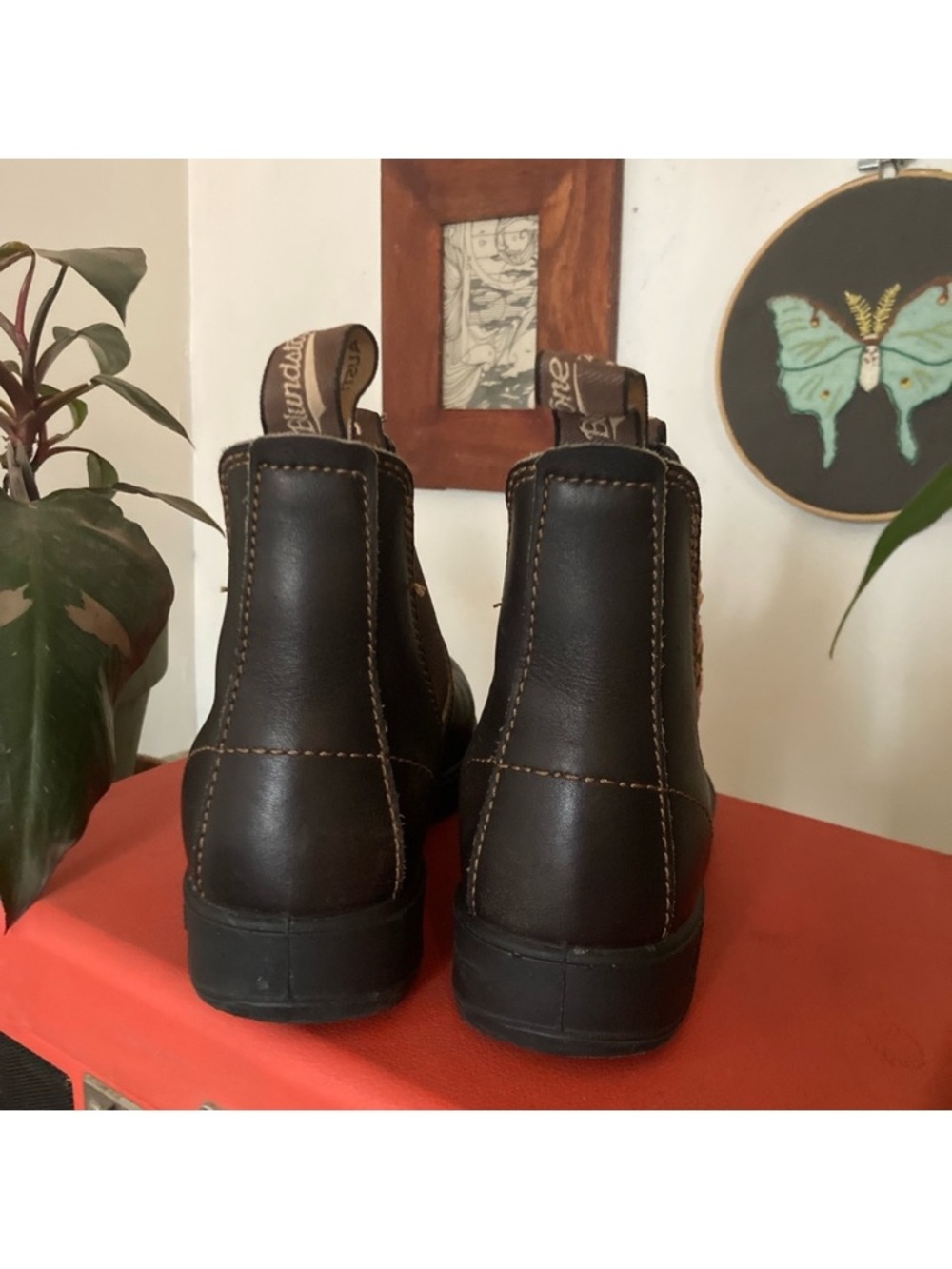OOAK! Embroidered Blundstone boots Originals women’s size US 7 Stout brown - Picture 6 of 7